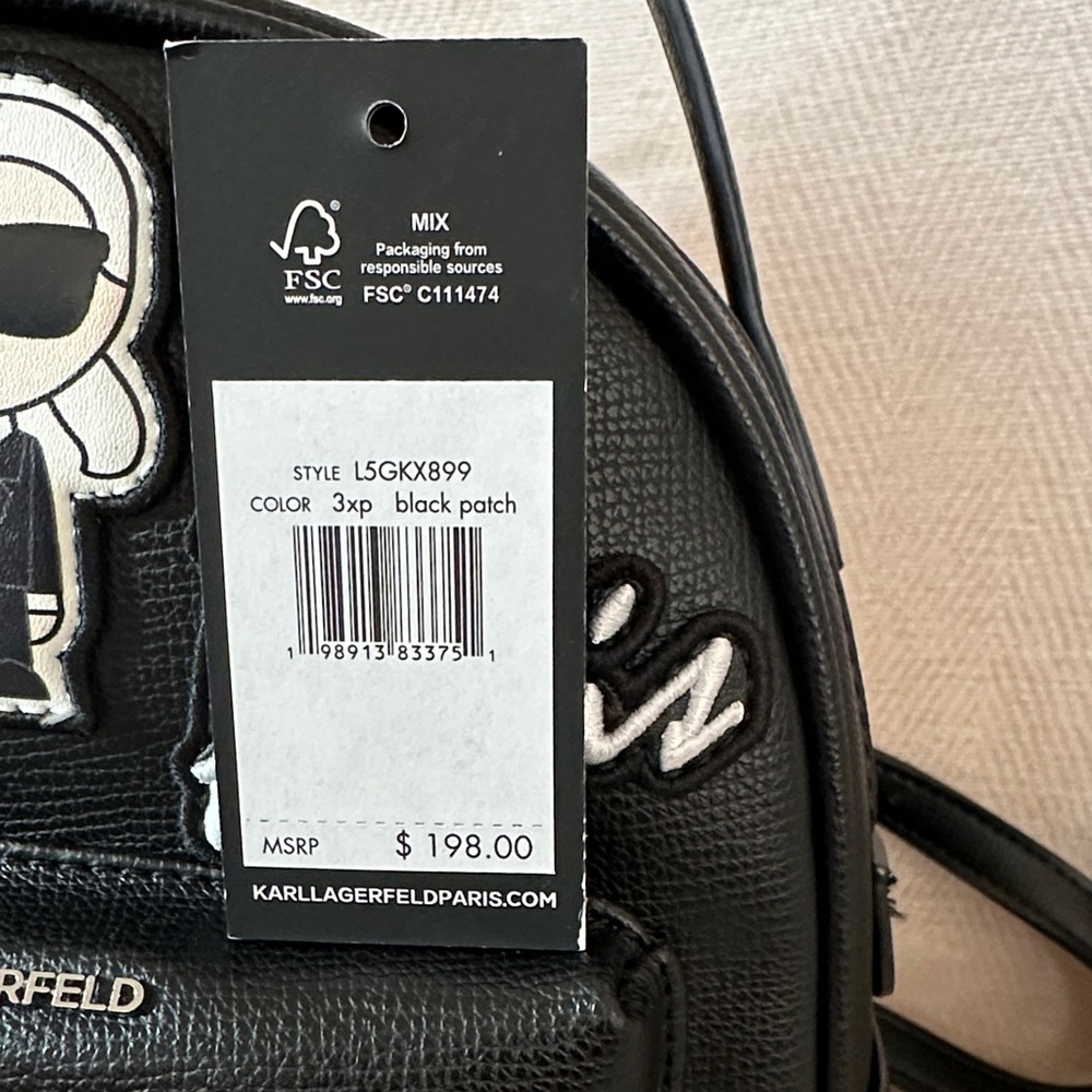 Karl Lagerfeld Black Backpack with Iconic Patches - Picture 9 of 9